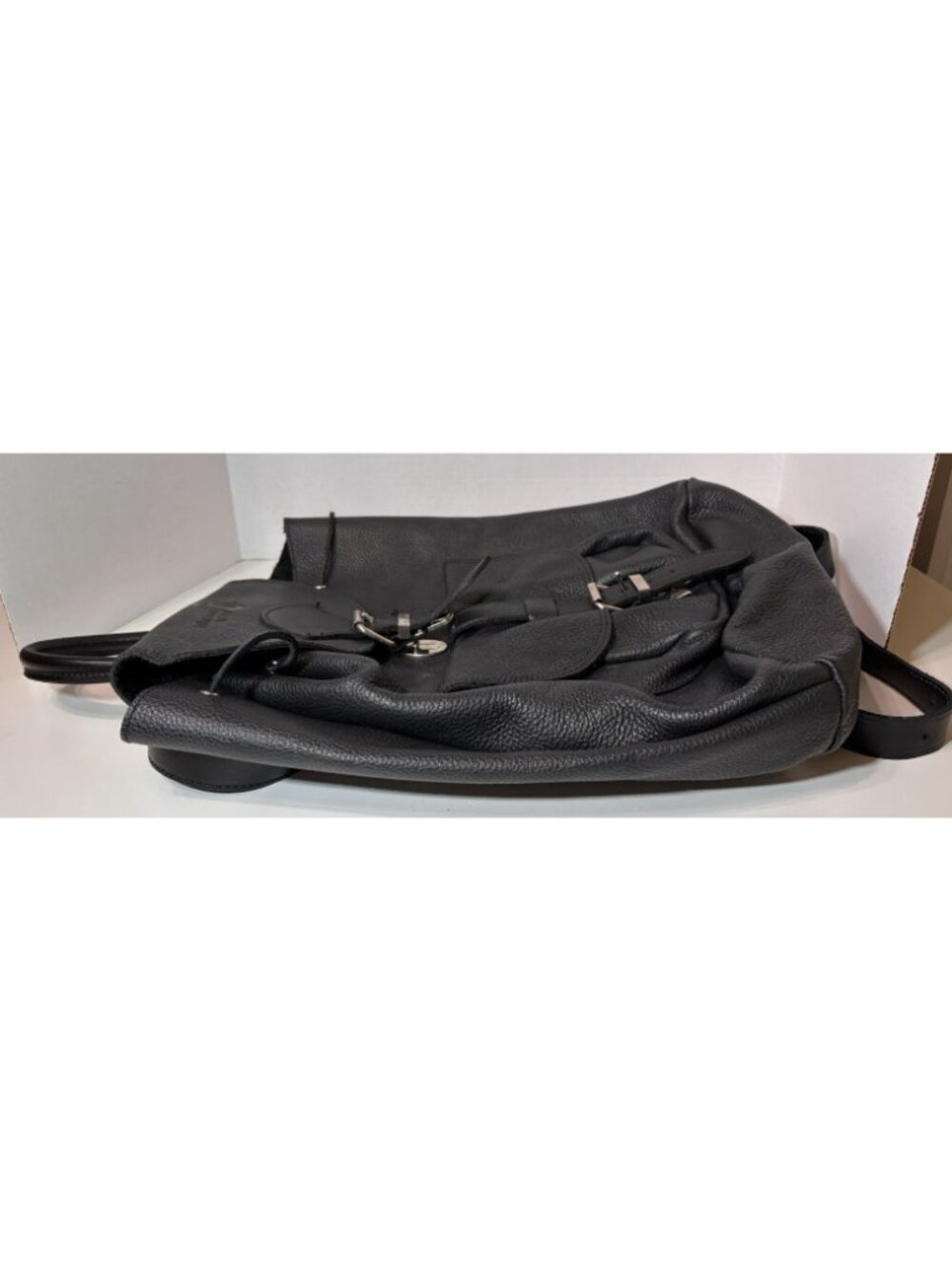 Rolling Stones Roots Leather Backpack Black Pebbled Rock Band Travel Bag - Picture 10 of 10